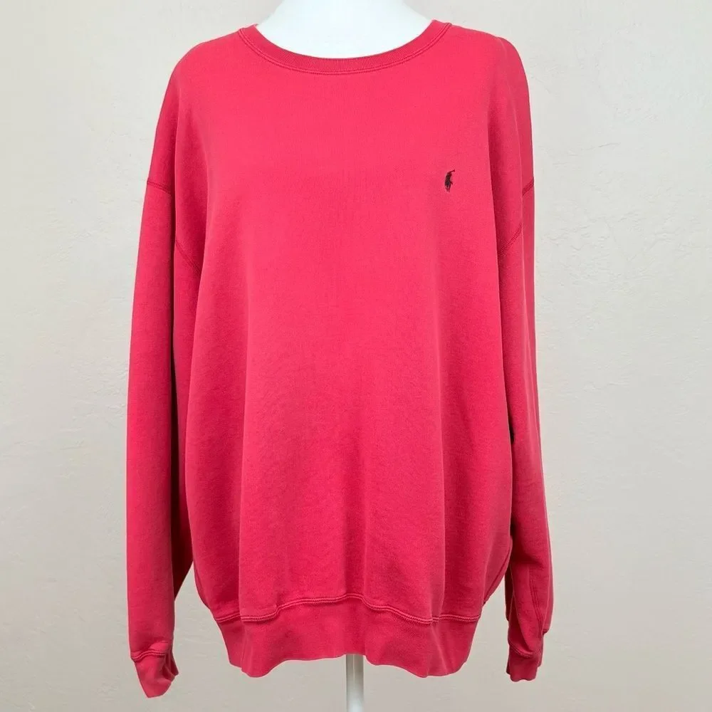 Vintage Polo Ralph Lauren Red Crew Neck Sweatshirt Size XL